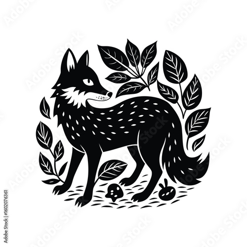 Tribal wolf head tattoo design, a wild animal illustration in black vector art