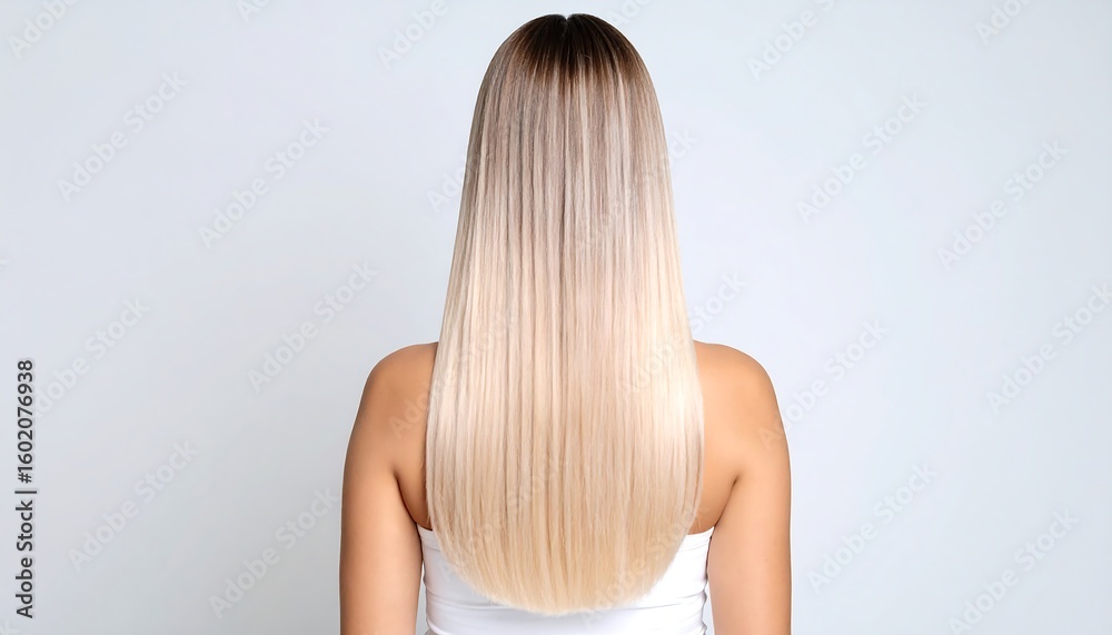 Naklejka premium Straight, blonde ombre hair on a woman