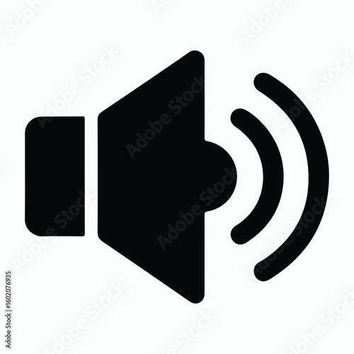 Black and white sound icon of a speaker.
