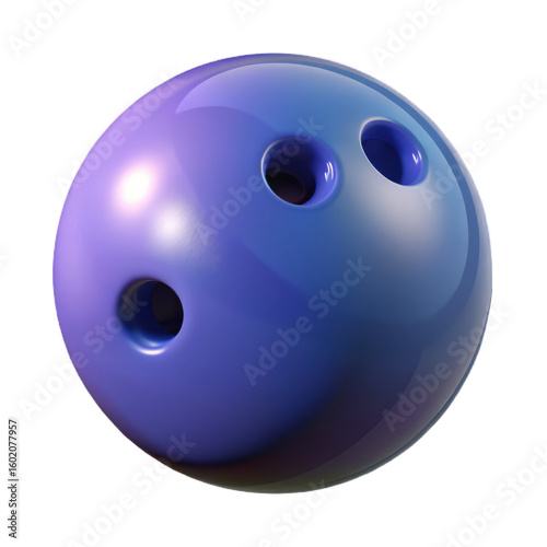 Blue bowling ball with three finger holes purple sports equipment