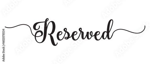hand drawn reserved text lettering writing calligraphy icon on white background.