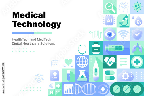 Healthcare and Medical Technology Billboard Banner Background, The Future of AI and ML in Medtech Devices