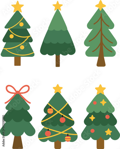 set of christmas trees. Vector