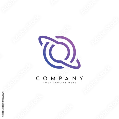 Letter O logo design with orbit ring planet style vector icon.