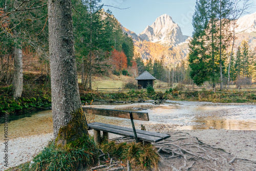 Serene autumn landscape at Schiederweiher in Upper Austria durin