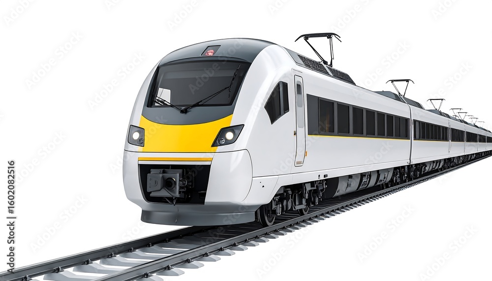 Naklejka premium Modern high-speed train on tracks (1)