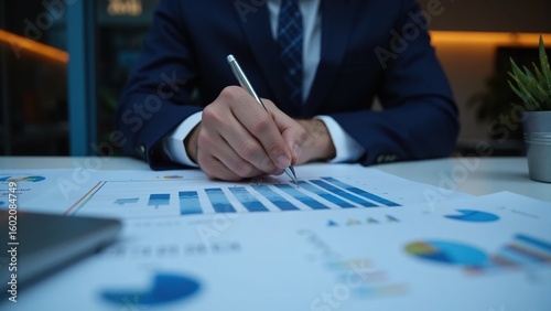 A professional analyzing financial data and statistics for strategic planning.