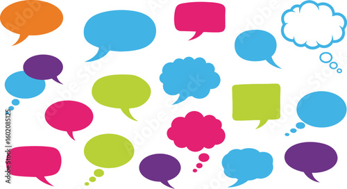 Colorful speech bubbles vector illustration for social media marketing and communication design asset