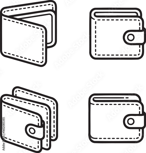 Set of Wallet Outline vector illustration isolated On Transparent Background