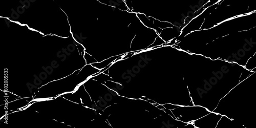 "A striking, high-contrast black and white abstract pattern resembling fractured glass or lightning bolts across a dark sky, emphasizing sharp lines and dynamic tension."