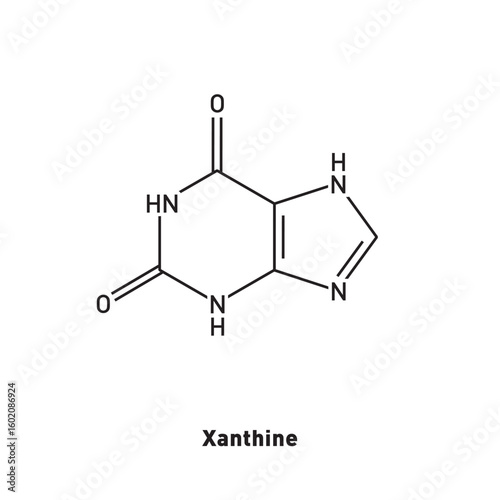 Structural formula of xanthine. Purine base. Chemicals. Concentration. Arousal. Addiction. Dependence. Caffeine. Bronchodilators. Asthma.