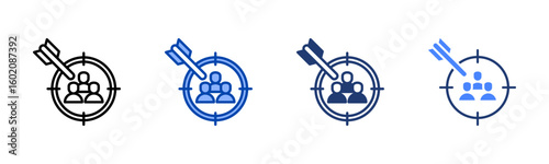 Target Marketing icon set multiple style collection