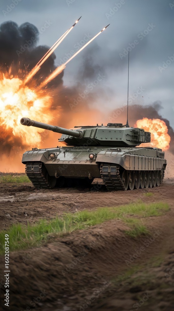 Fototapeta premium close up of a tank in action