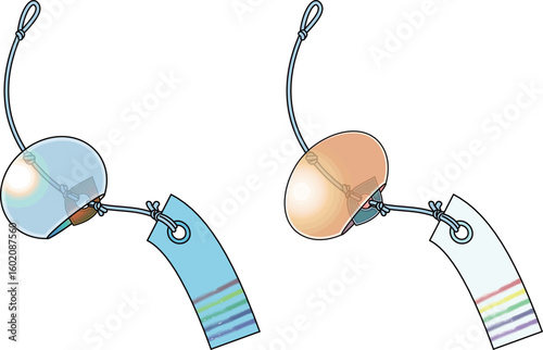 和風の色鮮やかな風鈴イラスト（主線あり）