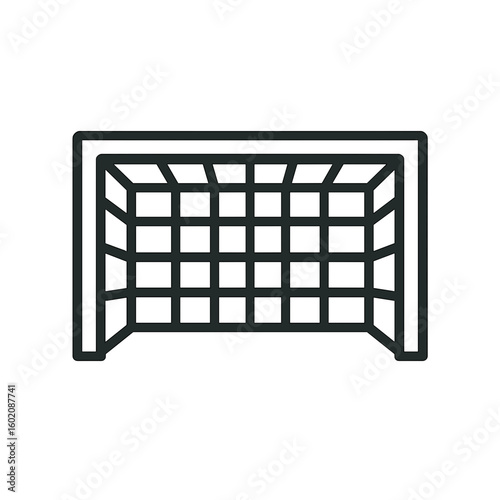 Soccer goal in simple line art style on white background  