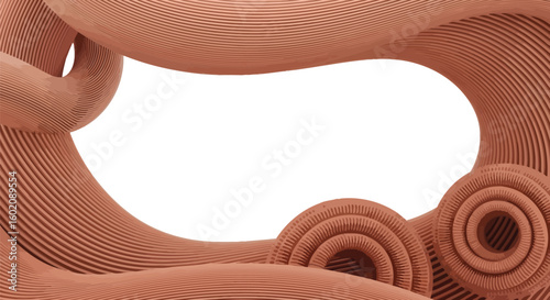 Abstract terracotta background with curved lines and circular shapes for graphic design needs