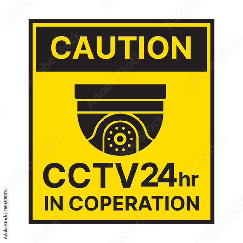 CCTV-2-4. CAUTION. 24-hour home cam surveillance zone sticker. A CCTV installation zone in the state. A CCTV sticker.