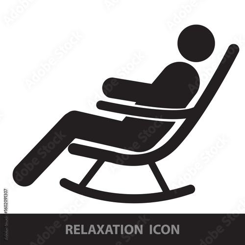 A Man on Rocking Chair Icon. relaxation concept. vector, sign, symbol