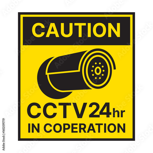 CCTV-3-4. CAUTION. CCTV installation zone. CCTV sticker. 24 hour CCTV surveillance zone sticker.
