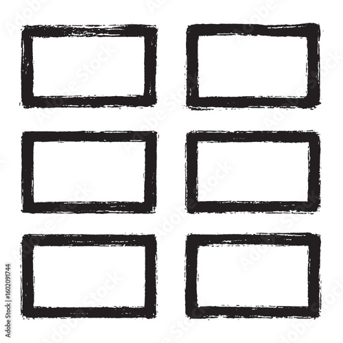 Wallpaper Mural Set of grunge rectangle brush frames with rough ink texture, ideal for banners, labels, or text emphasis in vintage design. Torontodigital.ca