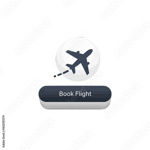 Airplane icon and "Book Flight" button for online travel booking.