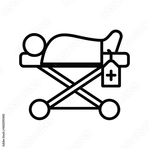 Morgue symbol with a stretcher and a body outline  