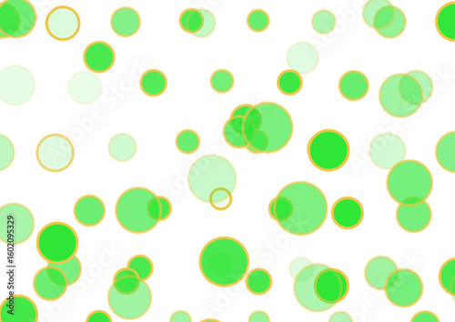 Alt text: A pattern featuring green and yellow circles on a colorful wrapping paper background.