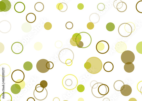 A group of colorful circles in green and yellow, set against a white background.