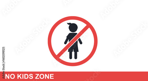 No children allowed sign with red prohibition circle and text