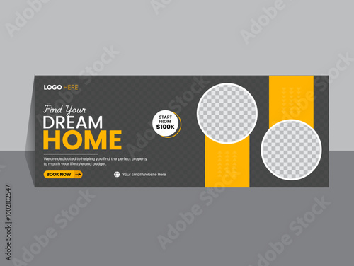 Modern Real Estate Banner Template – Find Your Dream Home, Property Sale Promotion, Editable Vector Design