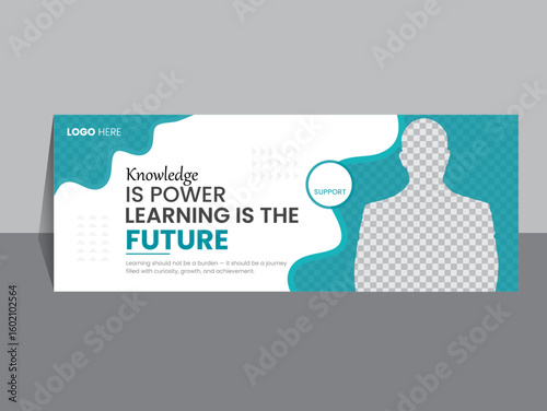 Modern Education Banner Template – Knowledge and Learning Promotion, Online Course or School Web Banner, Editable Vector Design