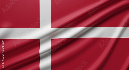 The flag of Denmark, a national symbol beautifully rendered with a dynamic, waving texture.

