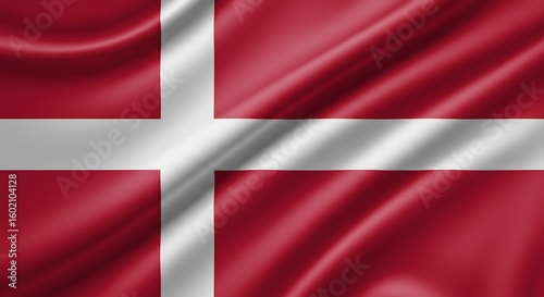 A striking image of the Danish flag's red and white cross, celebrating Danish heritage.

