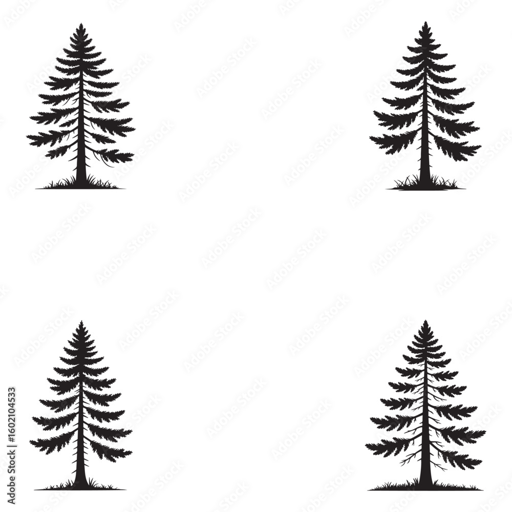 Obraz premium Elegant Black Tree Silhouette Vector on Clean White Background – Perfect for Eco Branding, Organic Packaging, T-Shirts, and Nature-Inspired Commercial Designs . Thank You .