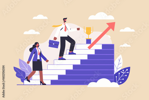 Ambition s Ascent Reaching Goals Together Charting Success Business Journey Leadership Teamwork Achievement Progress