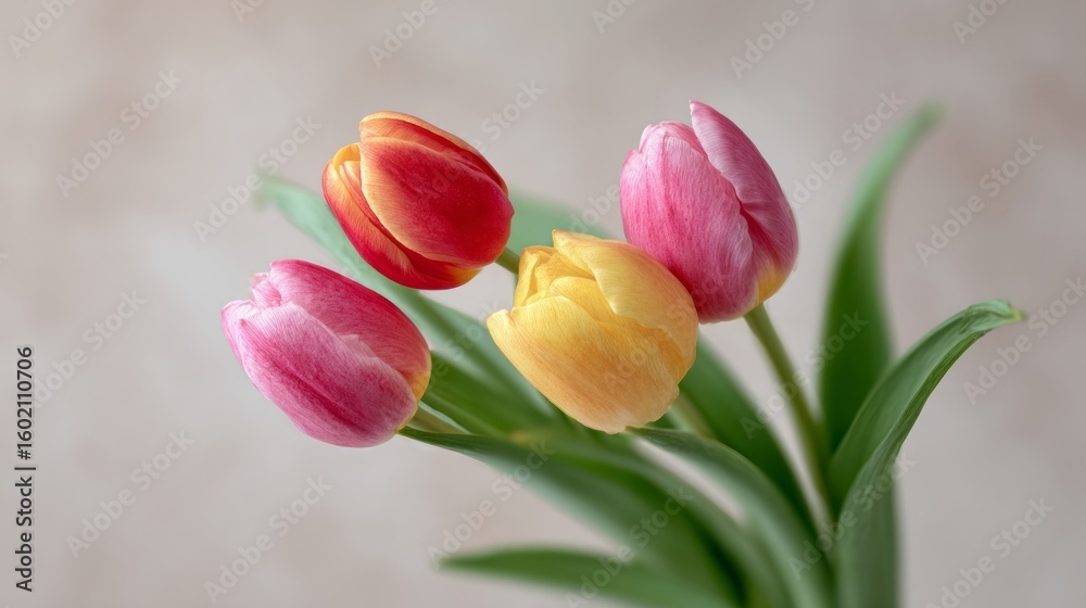 Obraz premium Vibrant tulips sway in silent symphony, heralding spring's tapestry and the poetic dance of Floralia festivities