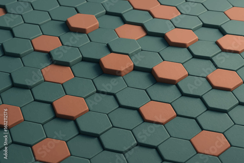 Dynamic Raised Hexagon Mosaic Background (Teal Orange Angle)