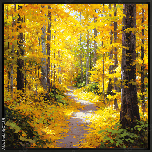 Golden Forest Trail: Journey Through Enchanted Wilderness with a Yellow Brick Road
