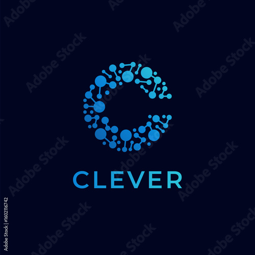 Letter c tech logo design vector template