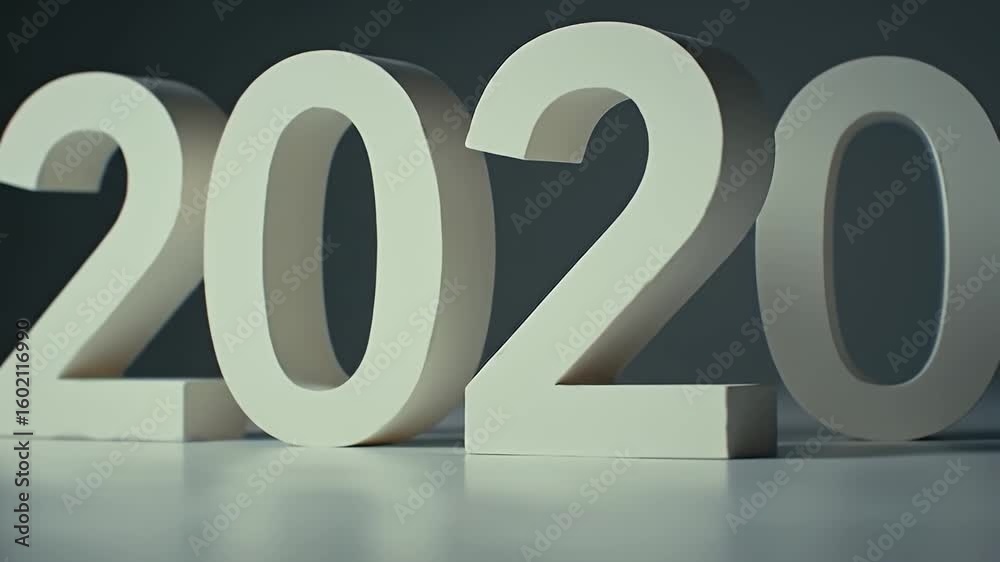 Close Up Of 2020 Numbers In White On A Grey Background Depicting The Passage Of Time New Beginnings And Year Change
