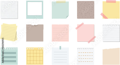 Sticky notes collection vector illustration for memo reminder and office stationery design set