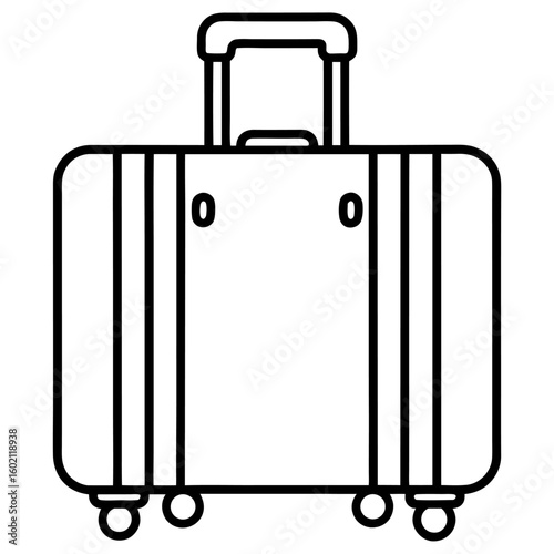 Minimalist Black and White Suitcase Icon Line Drawing for Travel and Business