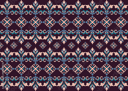 seamless geometric pattern, Vintage tapestry Baroque medallion pattern on vintage beige fabric background, seamless repeating pattern, textile print style, minimal, tapestry design