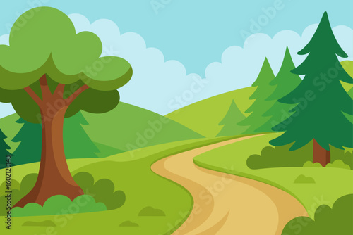 cartoon forest winding path