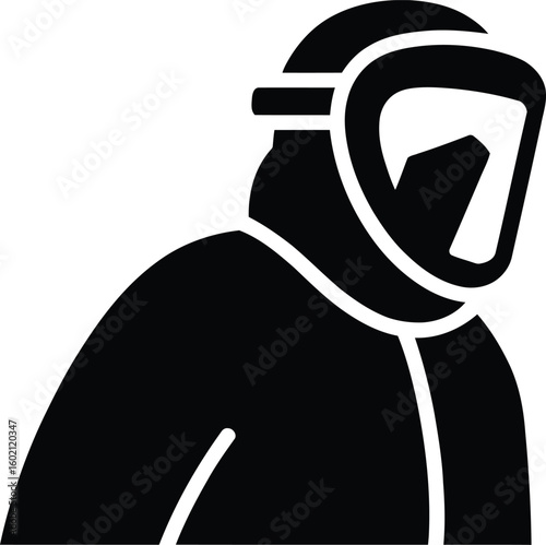 Protective Suit and Face Shield Glyph Icon. Safety, Biohazard, and Contamination Prevention Vector