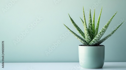 Fresh Green Aloe Vera Plant in Stylish Pot Against Soft Background