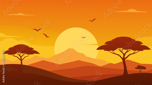 minimalist african savanna sun
