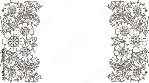 Floral design vector illustration for wedding invitation and coloring book page drawing art 100