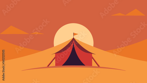 bohemian tent opening desert dunes sunset