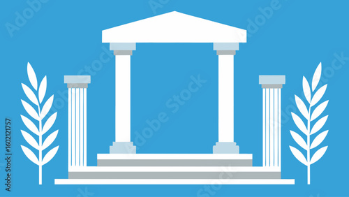 greek style stage white columns laurel